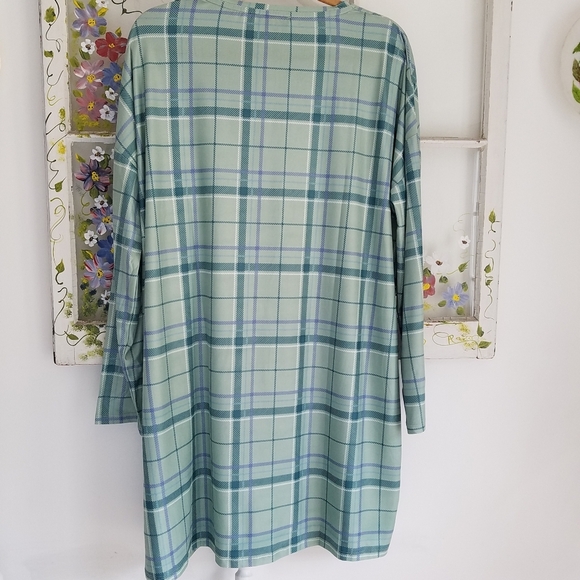 NWT Tshirt Dress Mint Green Plaid Urban Threads Size 14 - Picture 2 of 8